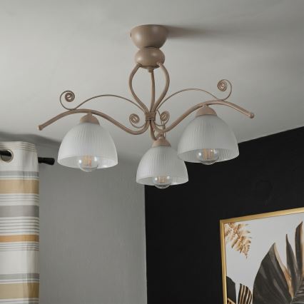 Brilagi - Flush-mount ceiling light ANTICO MODERN 3xE27/60W/230V beige