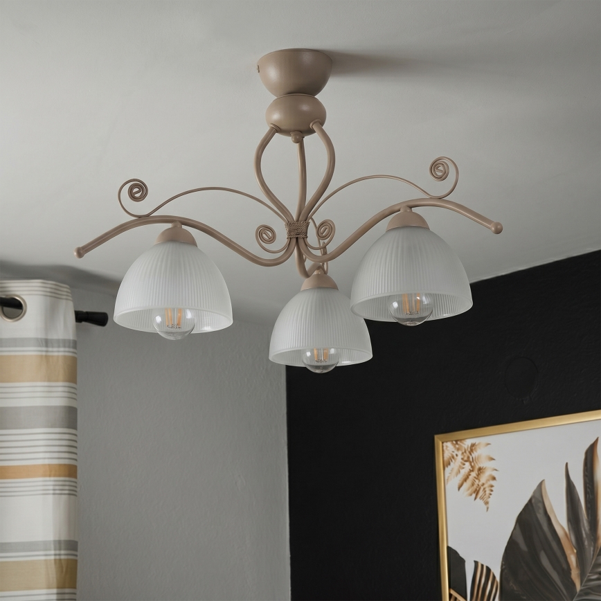 Brilagi - Flush-mount ceiling light ANTICO MODERN 3xE27/60W/230V beige