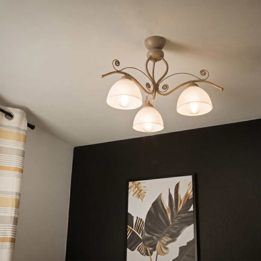 Brilagi - Flush-mount ceiling light ANTICO MODERN 3xE27/60W/230V beige