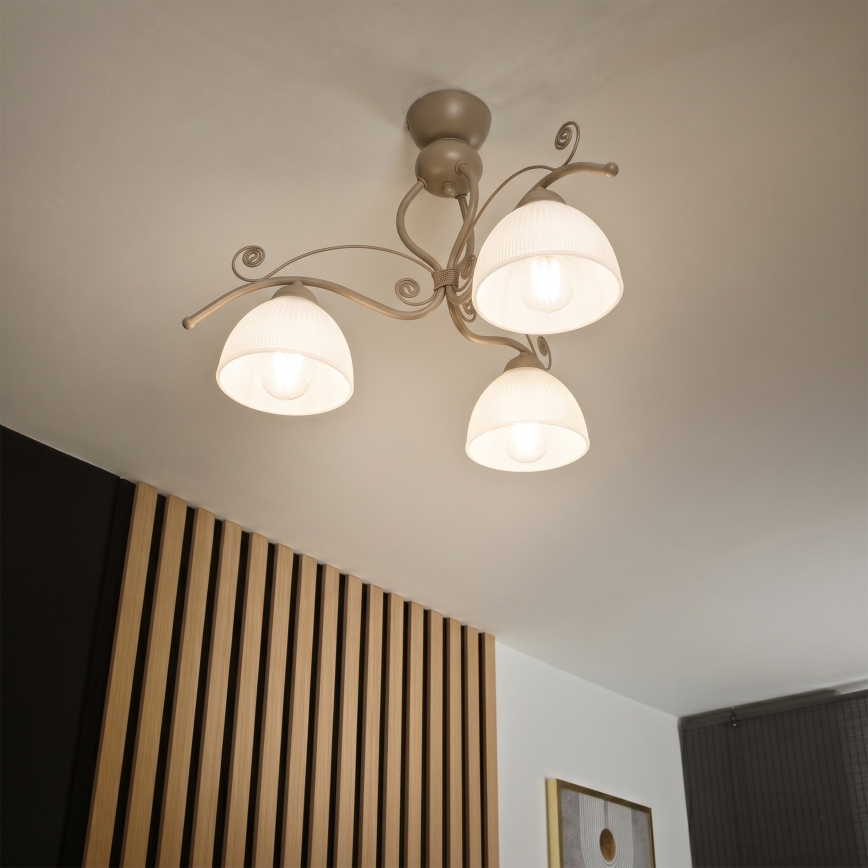 Brilagi - Flush-mount ceiling light ANTICO MODERN 3xE27/60W/230V beige