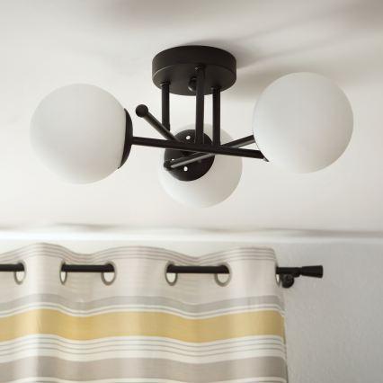 Brilagi - Flush-Mount Ceiling Light MALIVA 3xE14/15W/230V Black/White