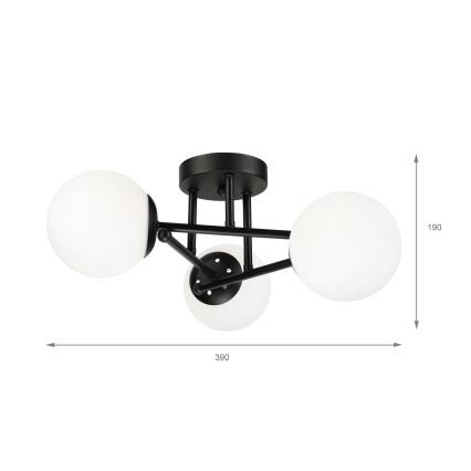 Brilagi - Flush-Mount Ceiling Light MALIVA 3xE14/15W/230V Black/White