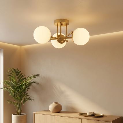 Brilagi - Flush-mount ceiling light MALIVA 3xE14/15W/230V gold/white