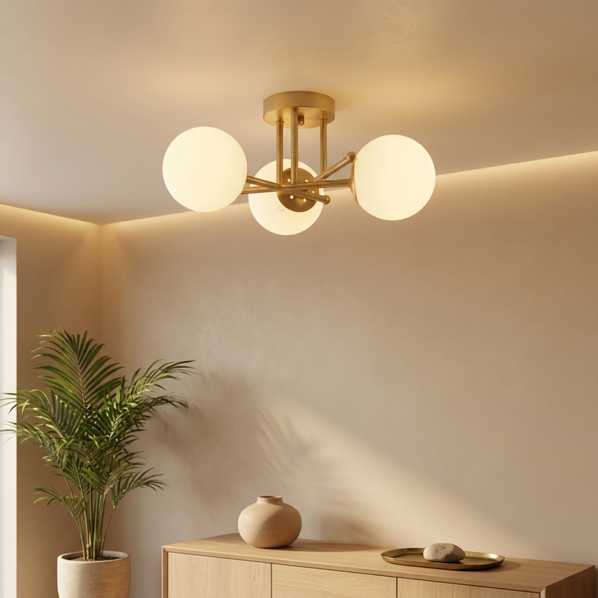 Brilagi - Flush-mount ceiling light MALIVA 3xE14/15W/230V gold/white