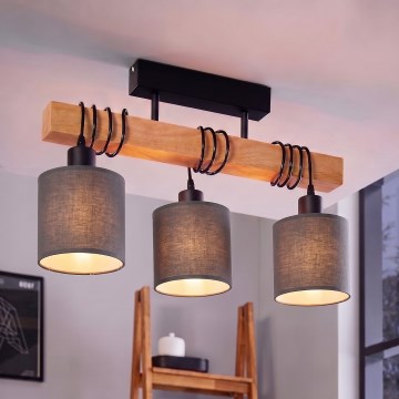 BRILAGI - Flush-mount ceiling light NUBILA 3xE27/60W/230V pine/anthracite