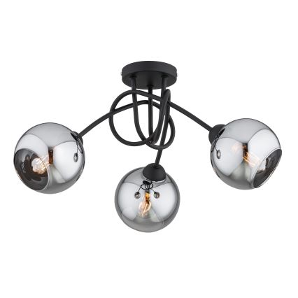Brilagi - Flush-mount chandelier 3xE27/60W/230V black/smoked gray