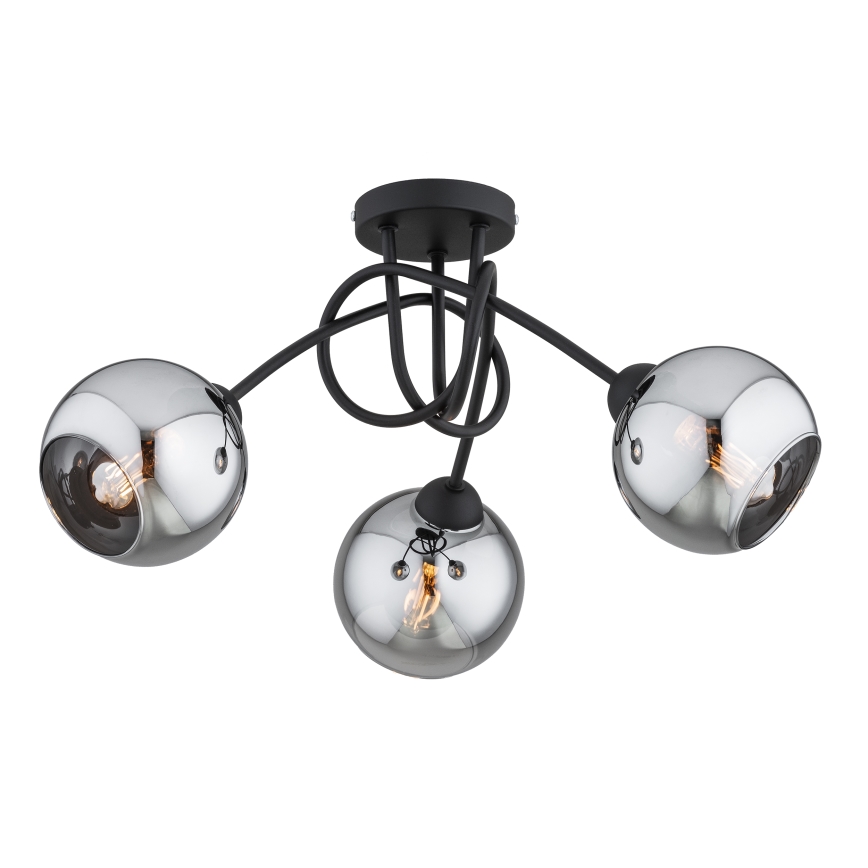 Brilagi - Flush-mount chandelier 3xE27/60W/230V black/smoked gray
