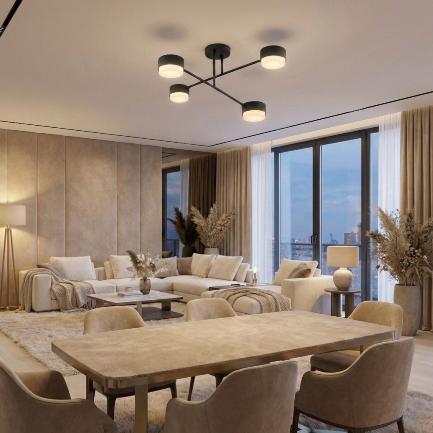 Brilagi - Flush-mount chandelier 4xGX53/12W/230V black