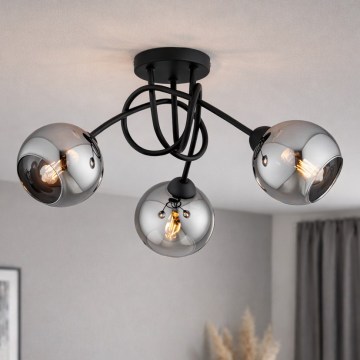 Brilagi - Flush-mount chandelier DIOR 3xE27/60W/230V black/smoked gray