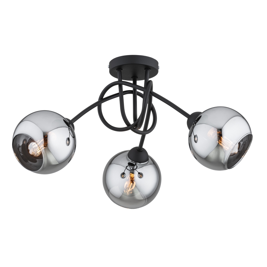 Brilagi - Flush-mount chandelier DIOR 3xE27/60W/230V black/smoked gray