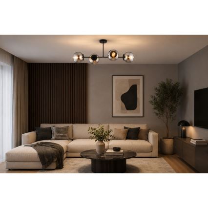 BRILAGI - Flush-mount chandelier DIOR 4xE27/60W/230V black/smoke gray