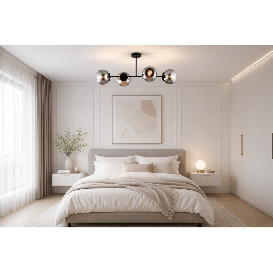 BRILAGI - Flush-mount chandelier DIOR 4xE27/60W/230V black/smoke gray