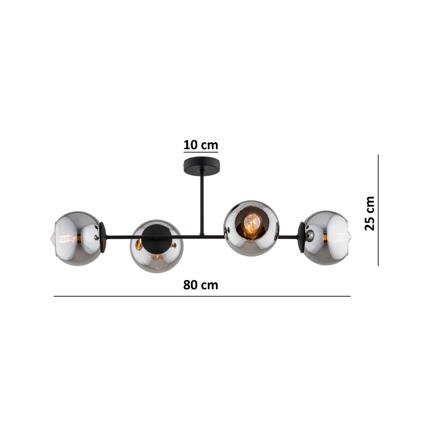 BRILAGI - Flush-mount chandelier DIOR 4xE27/60W/230V black/smoke gray