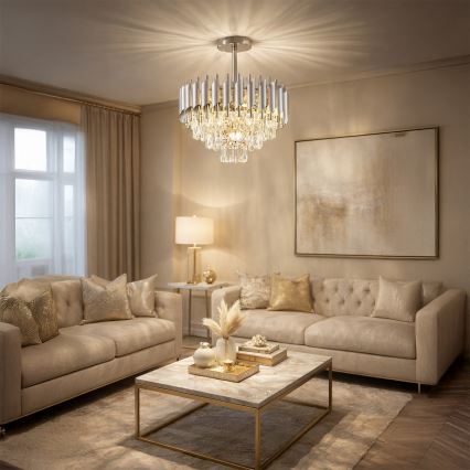 Brilagi - Flush-mount chandelier ECLIPSE 5xE14/10W/230V, Ø 38 cm, Silver