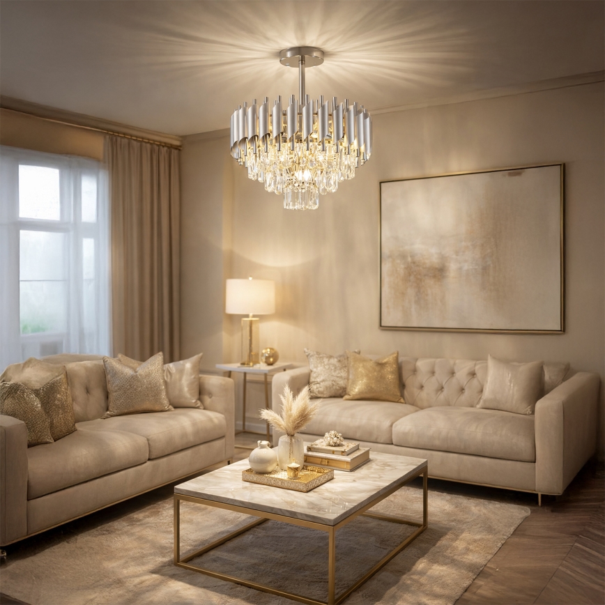 Brilagi - Flush-mount chandelier ECLIPSE 5xE14/10W/230V, Ø 38 cm, Silver