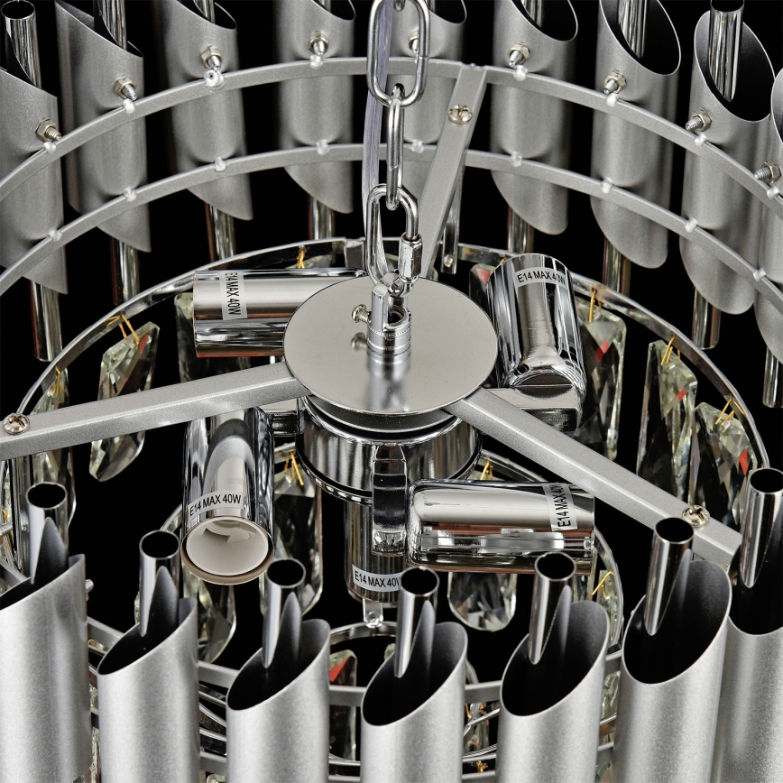 Brilagi - Flush-mount chandelier ECLIPSE 5xE14/10W/230V, Ø 38 cm, Silver