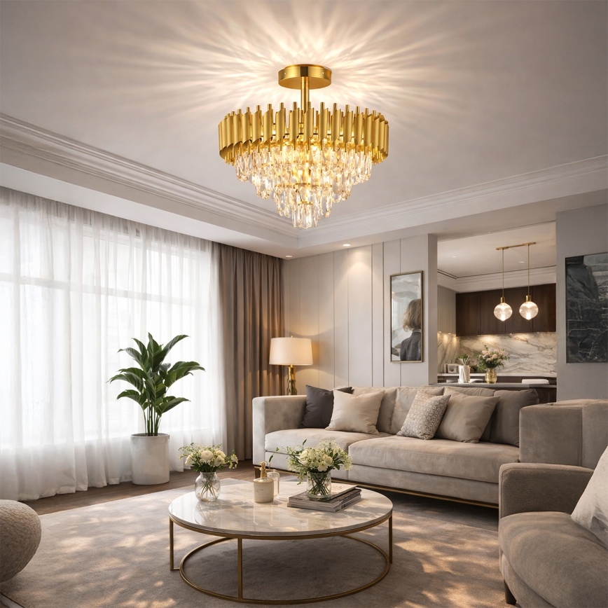 Brilagi - Flush-mount chandelier ECLIPSE 7xE14/10W/230V Ø 48 cm gold