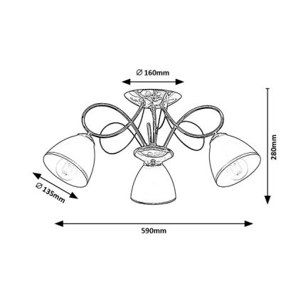 Brilagi - Flush-mount chandelier FRED 3xE27/60W/230V, dia. 59 cm, polished chrome