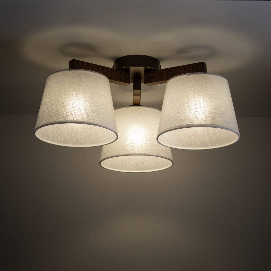 Brilagi - Flush-mount chandelier LATTE 3xE27/60W/230V Pine/Beige