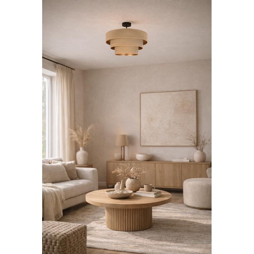 Brilagi - Flush-mount chandelier LUNETA 1xE27/60W/230V Ø 40 cm beige/gold