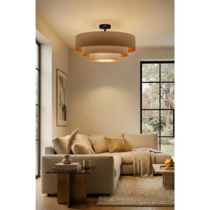 Brilagi - Flush-mount chandelier LUNETA 3xE27/60W/230V Ø 80 cm beige/gold