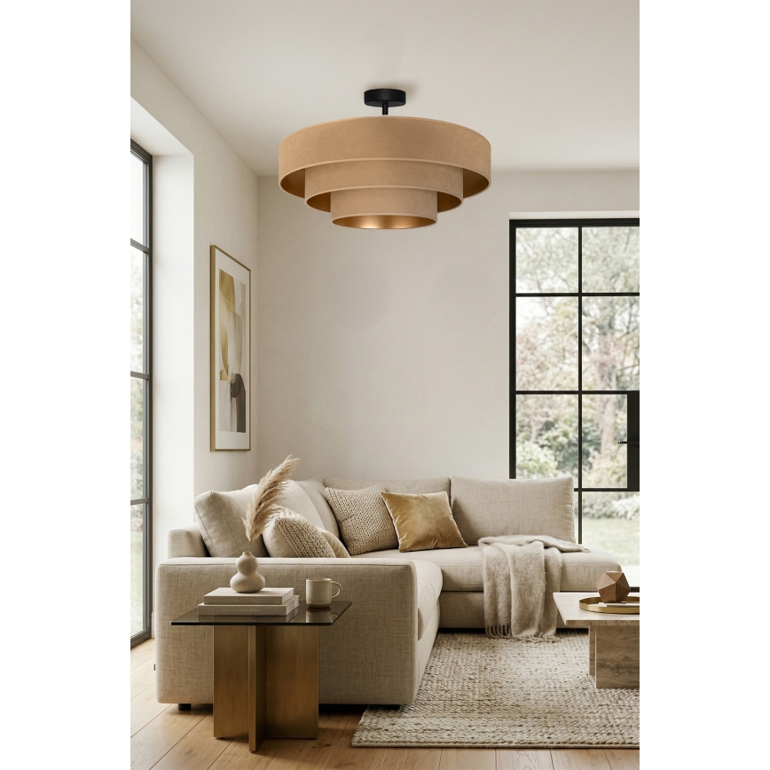 Brilagi - Flush-mount chandelier LUNETA 3xE27/60W/230V Ø 80 cm beige/gold