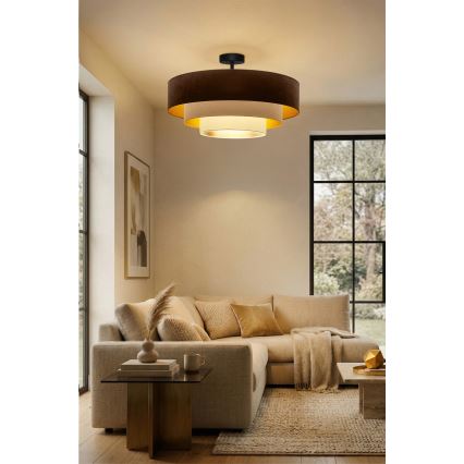 Brilagi - Flush-mount chandelier LUNETA 3xE27/60W/230V Ø 80 cm brown/beige/cream