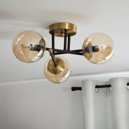 Brilagi - Flush-mount chandelier MALIVA 3xE14/15W/230V, gold finish