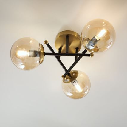 Brilagi - Flush-mount chandelier MALIVA 3xE14/15W/230V, gold finish