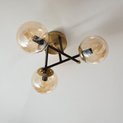 Brilagi - Flush-mount chandelier MALIVA 3xE14/15W/230V, gold finish