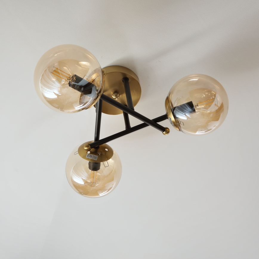 Brilagi - Flush-mount chandelier MALIVA 3xE14/15W/230V, gold finish