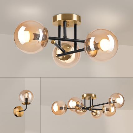 Brilagi - Flush-mount chandelier MALIVA 3xE14/15W/230V, gold finish