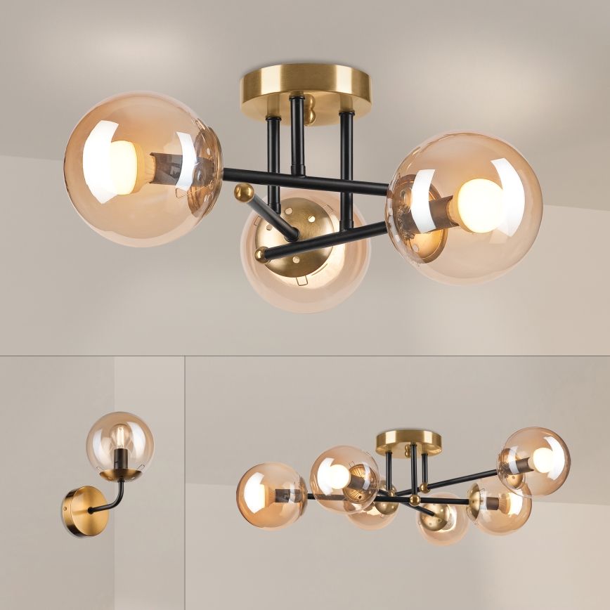 Brilagi - Flush-mount chandelier MALIVA 3xE14/15W/230V, gold finish