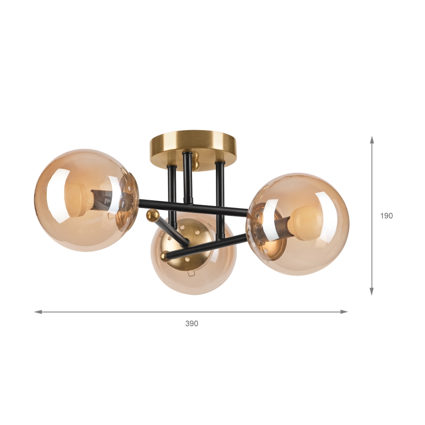 Brilagi - Flush-mount chandelier MALIVA 3xE14/15W/230V, gold finish