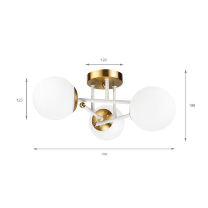 Brilagi - Flush-mount chandelier MALIVA 3xE14/15W/230V gold/white