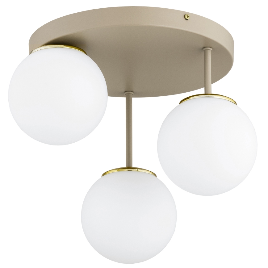 Brilagi - Flush-mount chandelier MILO ECRU 3xE27/60W/230V beige/gold