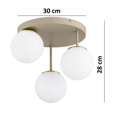 Brilagi - Flush-mount chandelier MILO ECRU 3xE27/60W/230V beige/gold