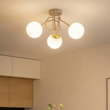 Brilagi - Flush-mount chandelier MILO ECRU 3xE27/60W/230V beige/gold