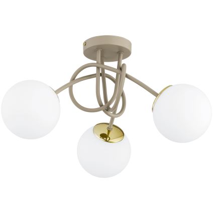 Brilagi - Flush-mount chandelier MILO ECRU 3xE27/60W/230V beige/gold