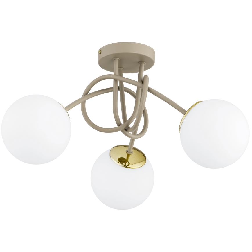Brilagi - Flush-mount chandelier MILO ECRU 3xE27/60W/230V beige/gold