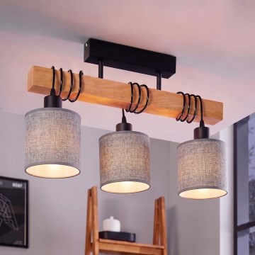 BRILAGI - Flush-mount chandelier NUBILA 3xE27/60W/230V pine/gray