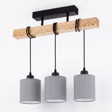 BRILAGI - Flush-mount chandelier NUBILA 3xE27/60W/230V pine/light grey