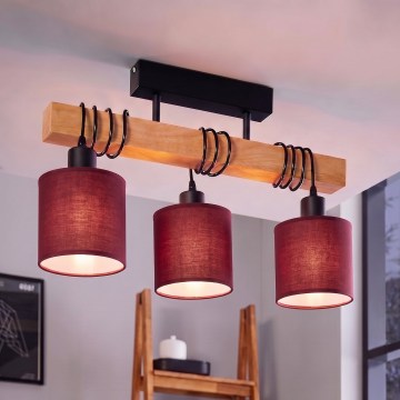 BRILAGI - Flush-mount chandelier NUBILA 3xE27/60W/230V pine/Pompeian red