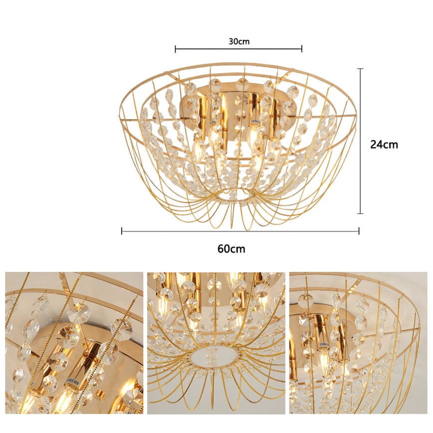 Brilagi - Flush-mount chandelier VASTERAS 6xE14/40W/230V Ø 60 cm