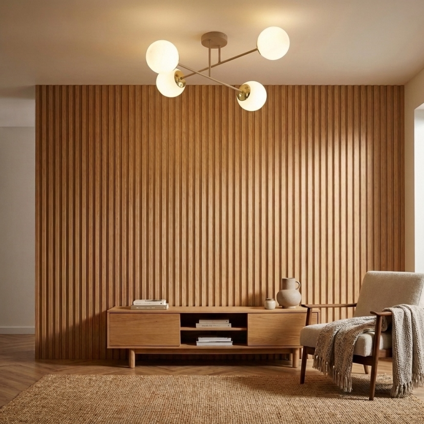 Brilagi - Flush-mounted ceiling light 4xE27/60W/230V beige/gold