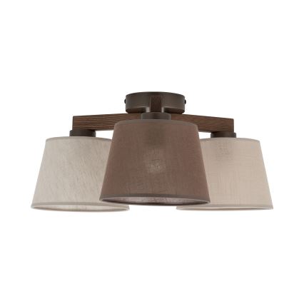Brilagi - Flush-mounted ceiling light LATTE 3xE27/15W/230V pine/mix