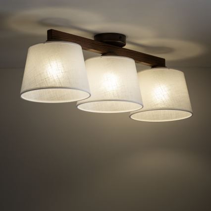 Brilagi - Flush-mounted ceiling light LATTE 3xE27/15W/230V pine/white