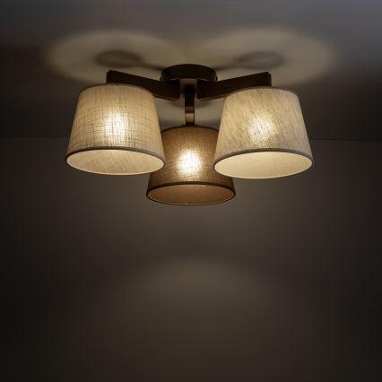 Brilagi - Flush-mounted ceiling light LATTE 3xE27/60W/230V pine/mix