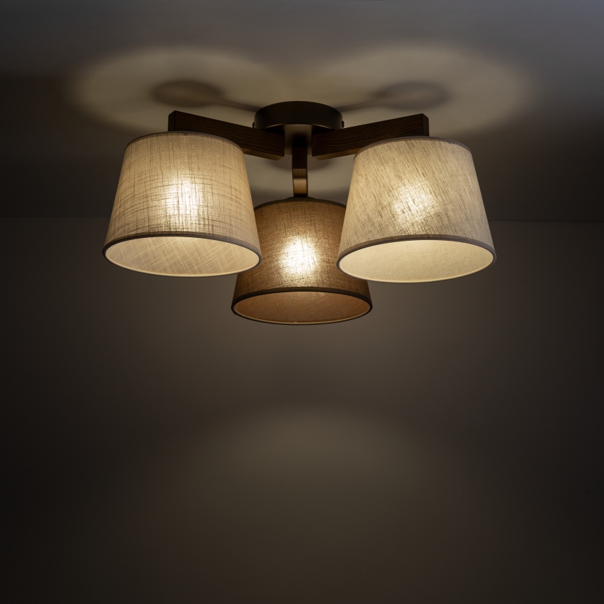 Brilagi - Flush-mounted ceiling light LATTE 3xE27/60W/230V pine/mix