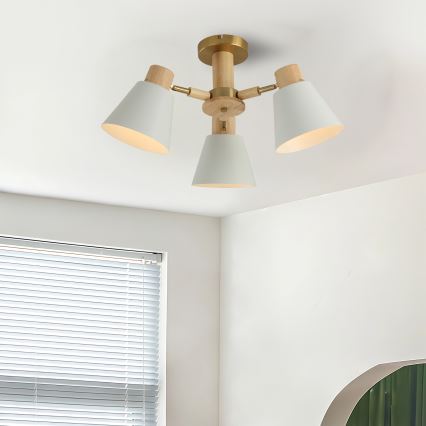 Brilagi - Flush-mounted ceiling light LUND WOOD 3xE27/40W/230V Ø 50 cm rubberwood